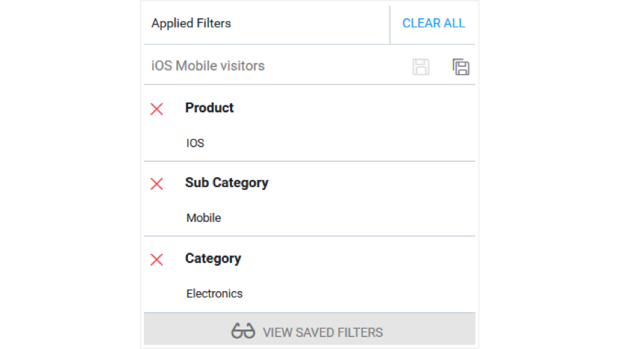 Apply the required filters and save the current state of the dashboard as views for future access.