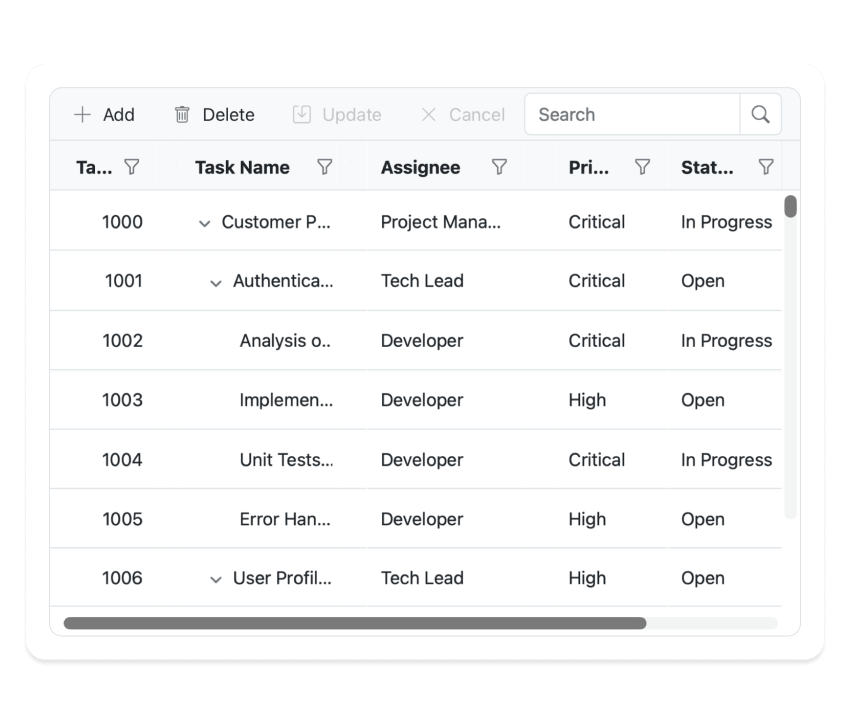 React Tree Grid