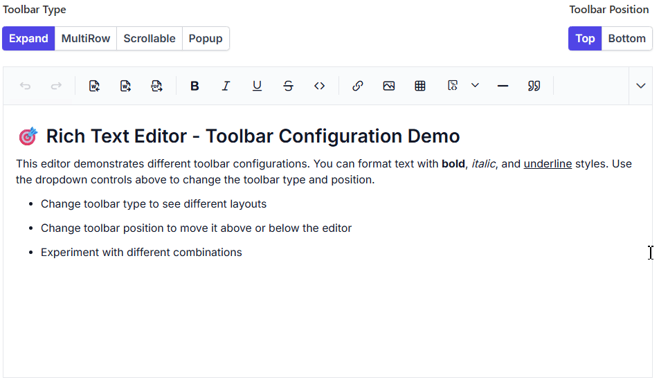 Toolbar customization
