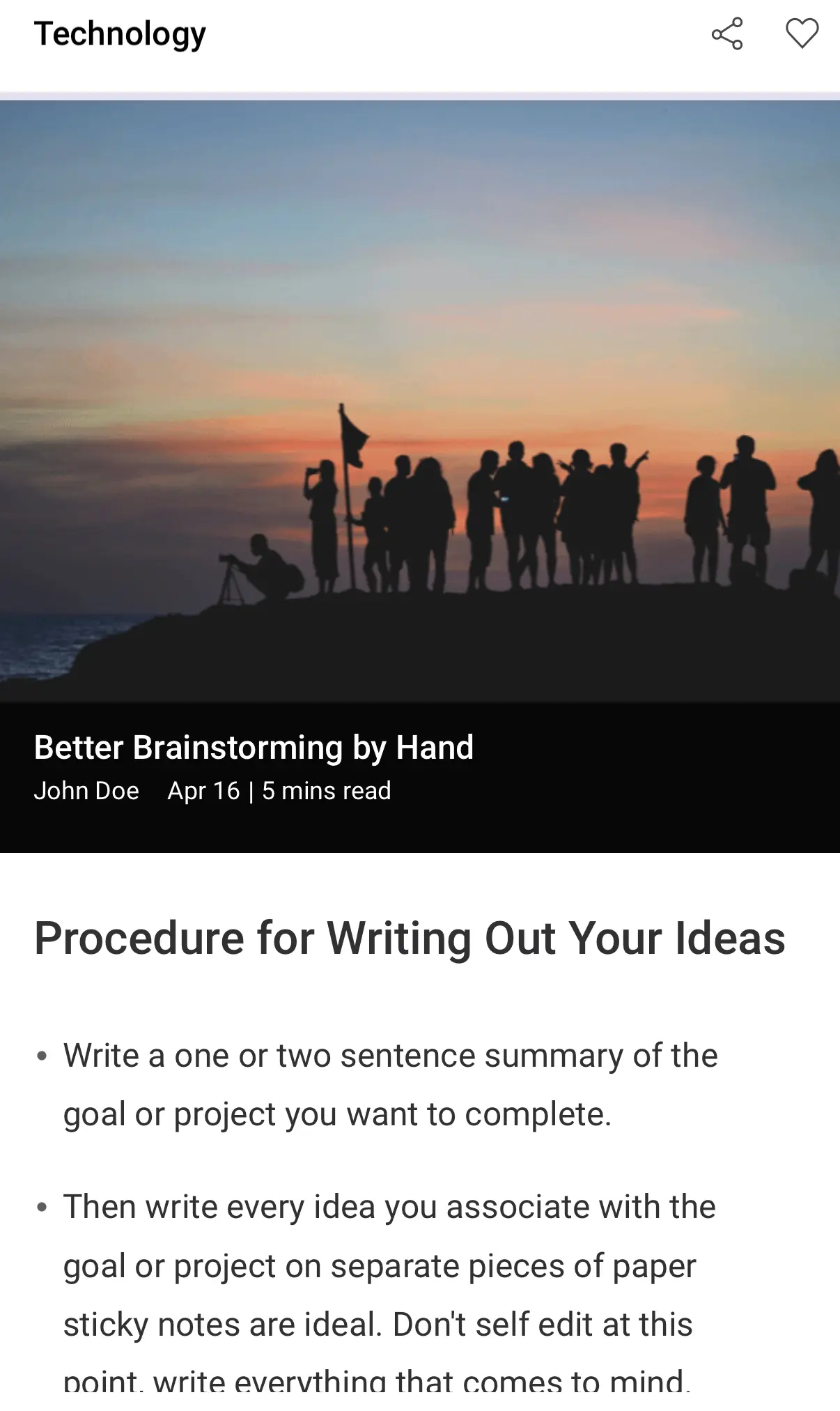 Article parallax header