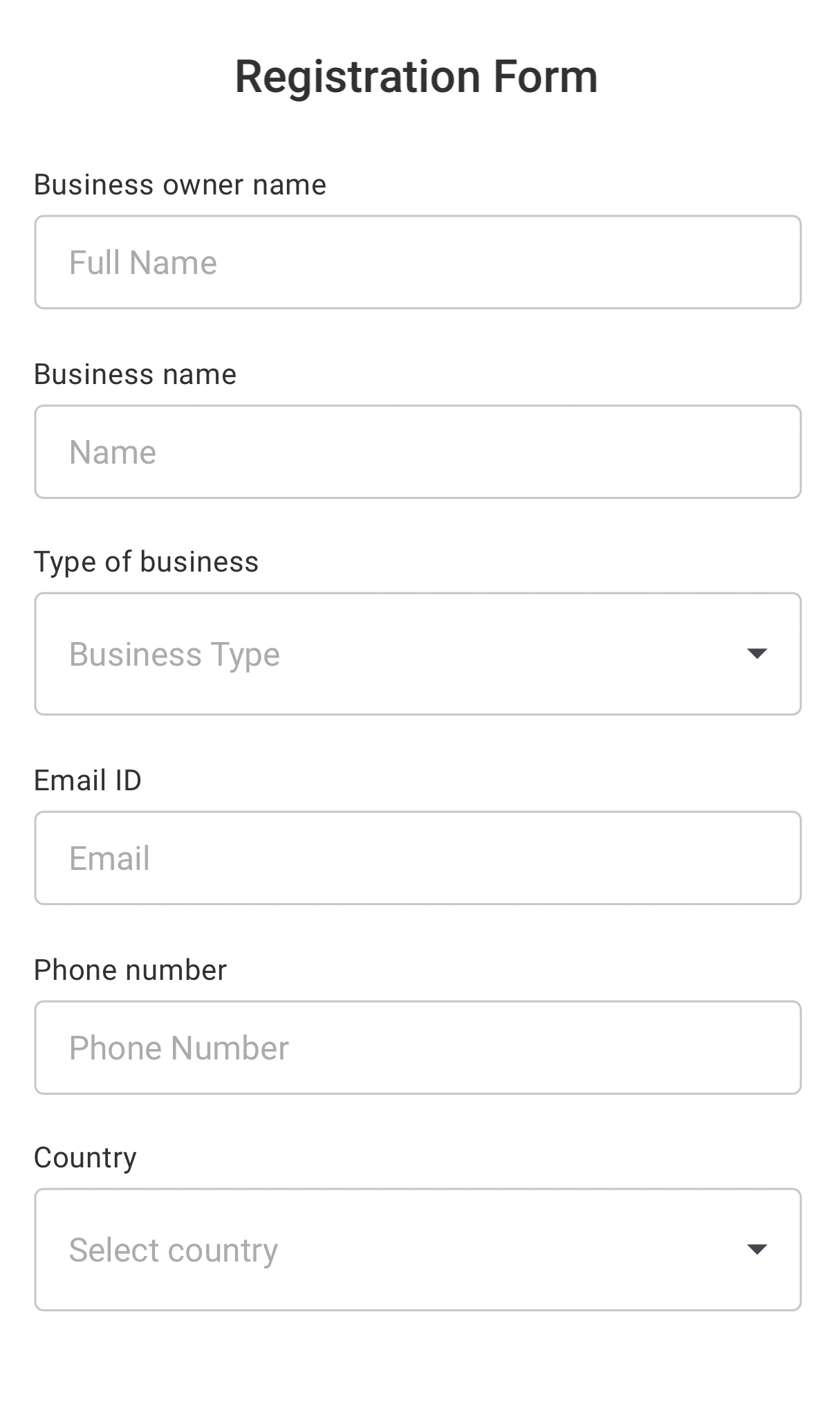 Business registration form
