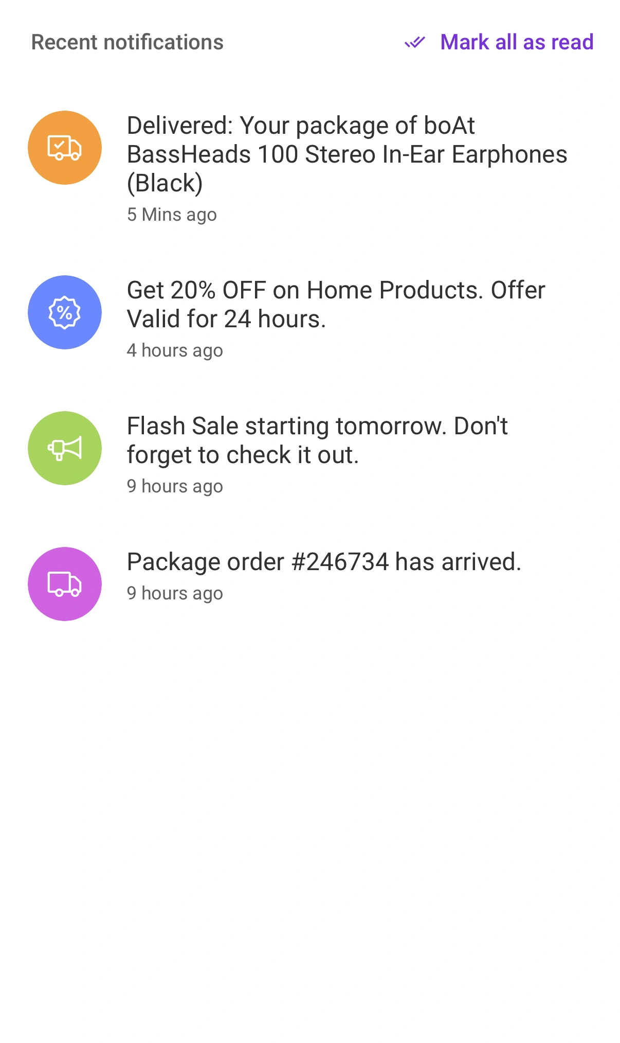 E-Commerce notification