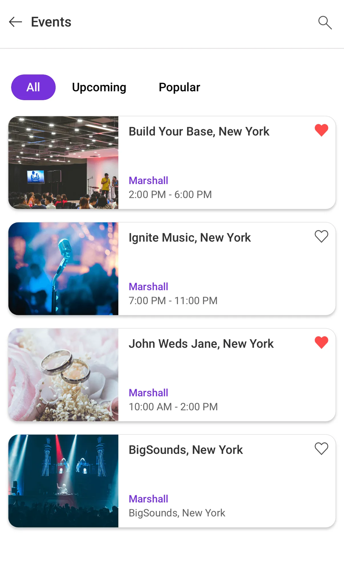Event list