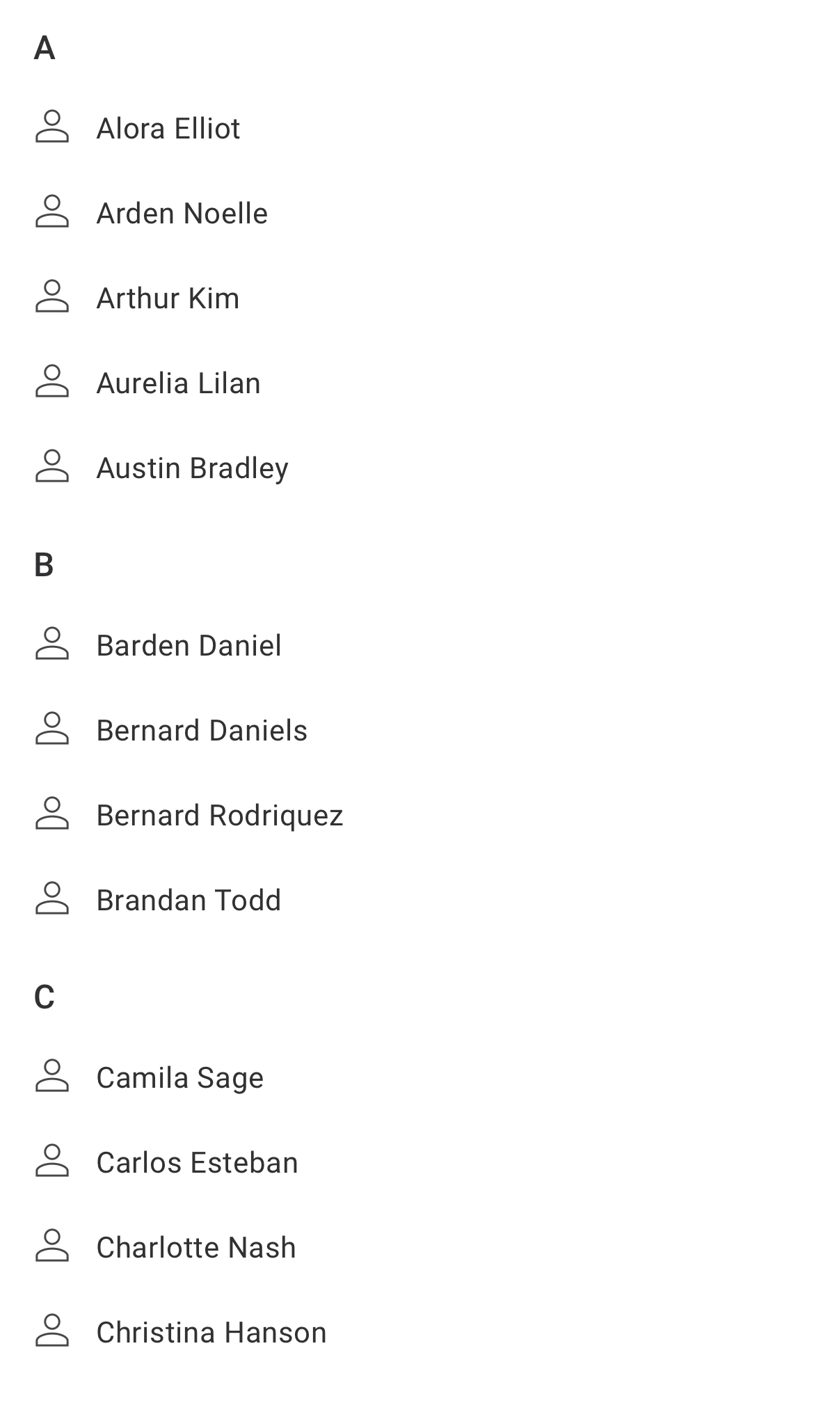 Icon names list