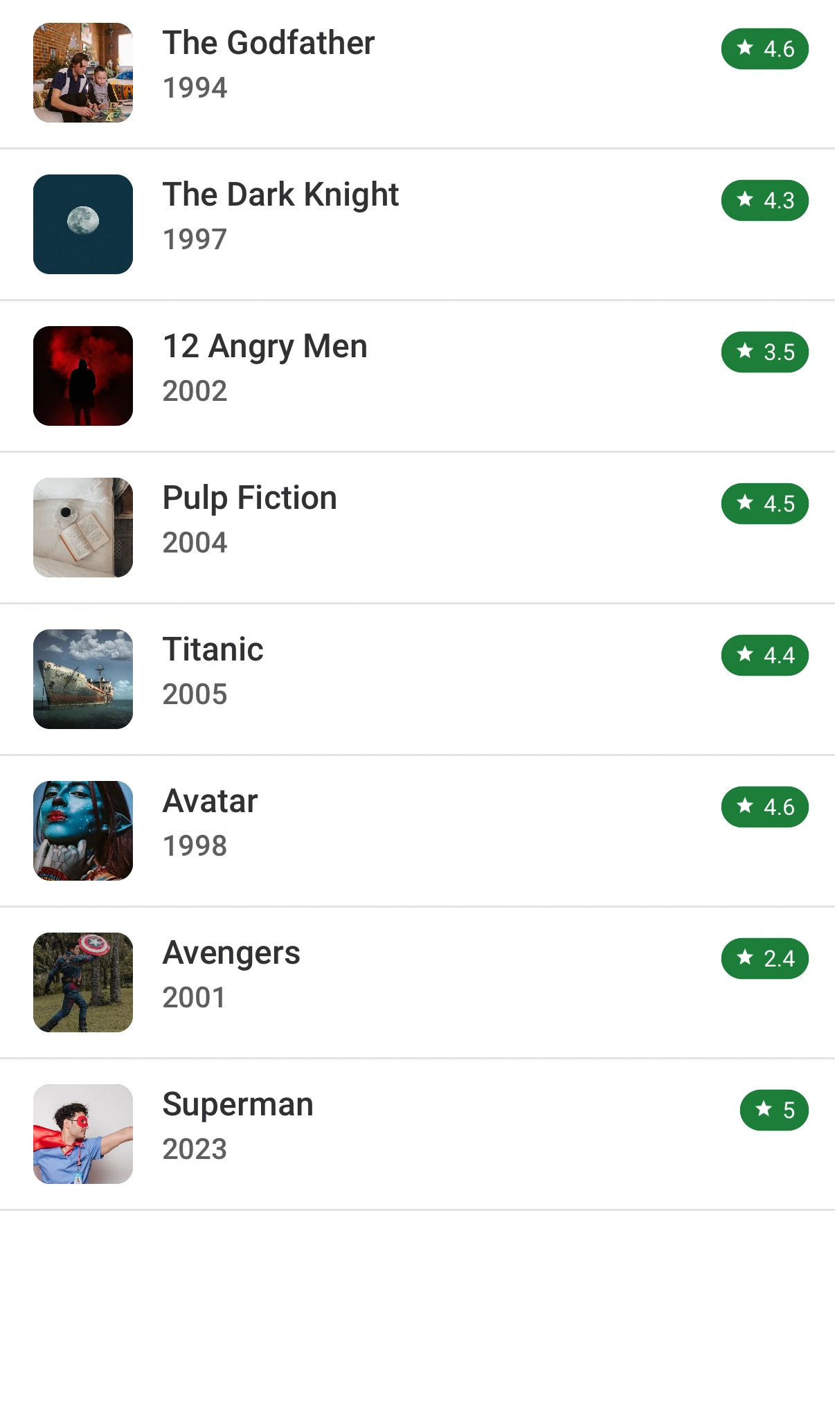 Movies list
