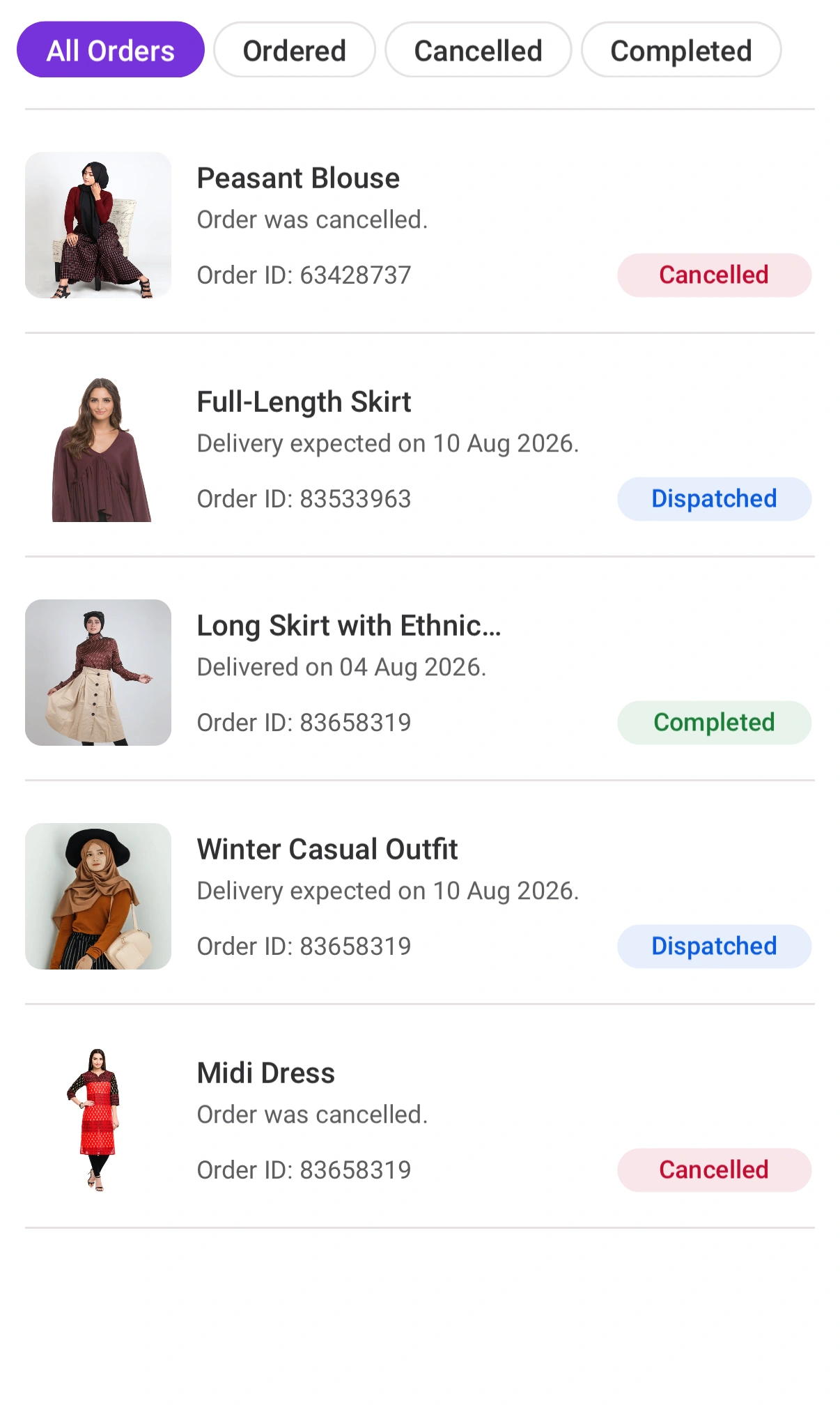 My orders