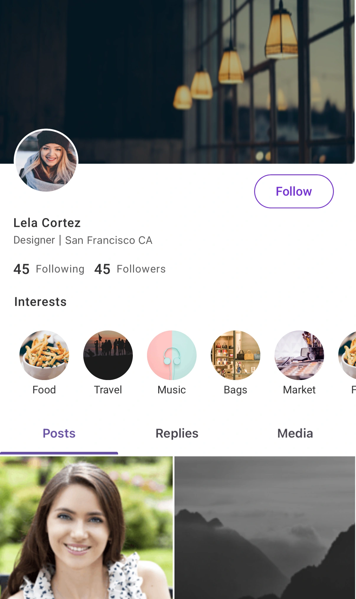 Social profile with card