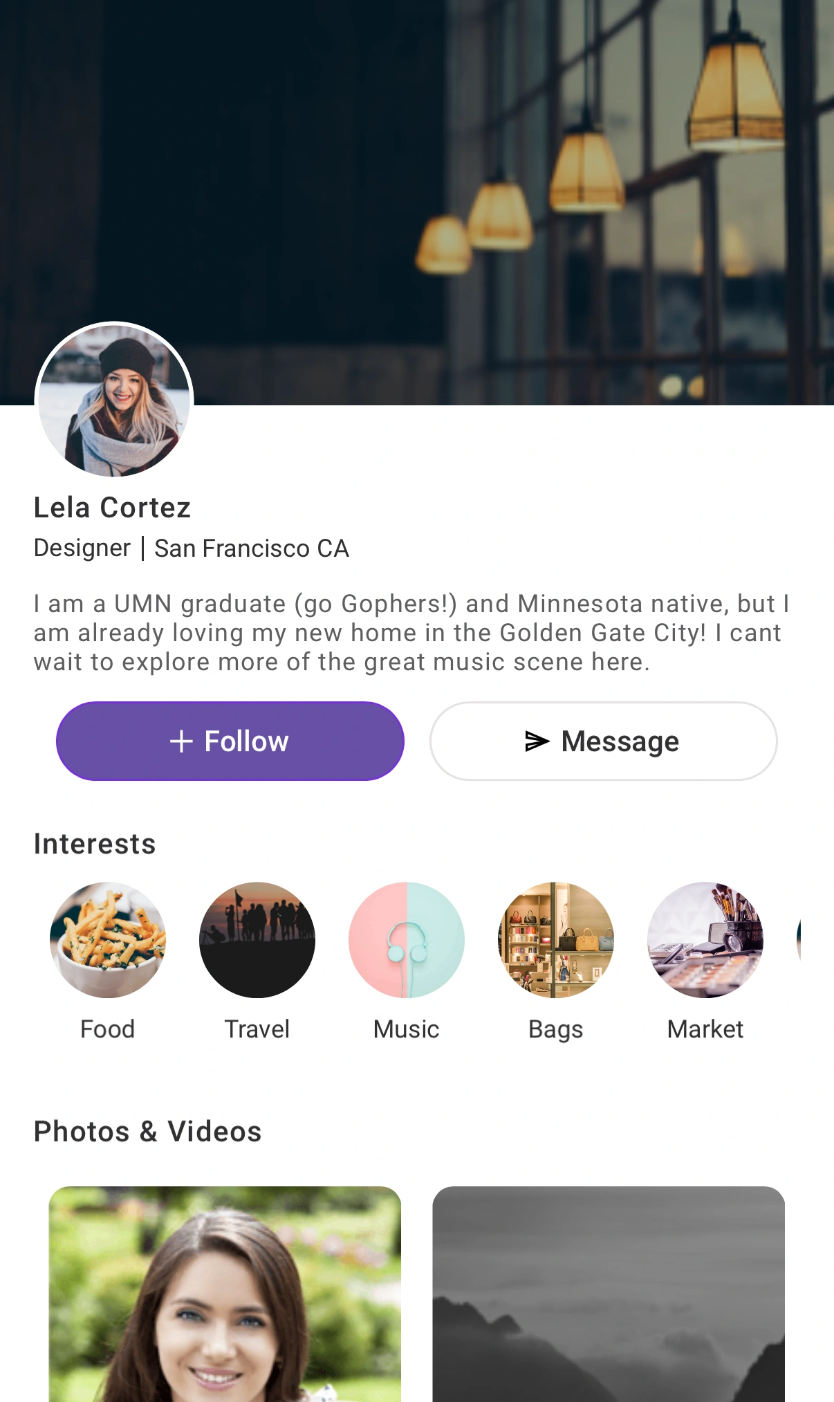 Social profile with interest