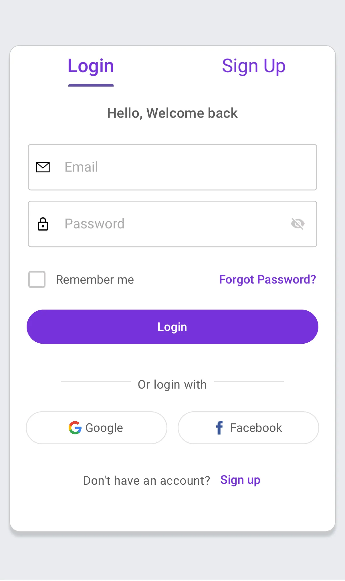 Tabbed login