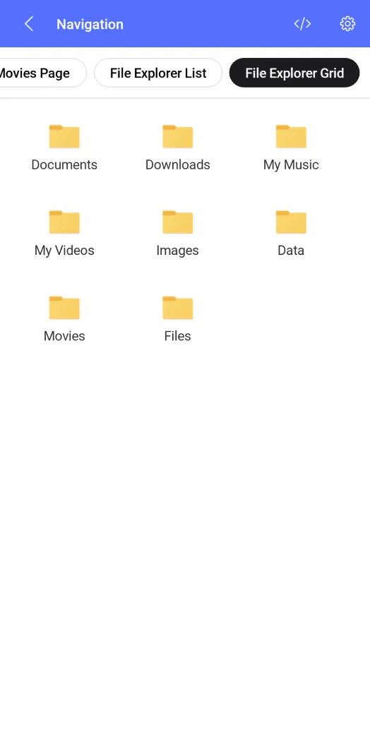 File explorer grid