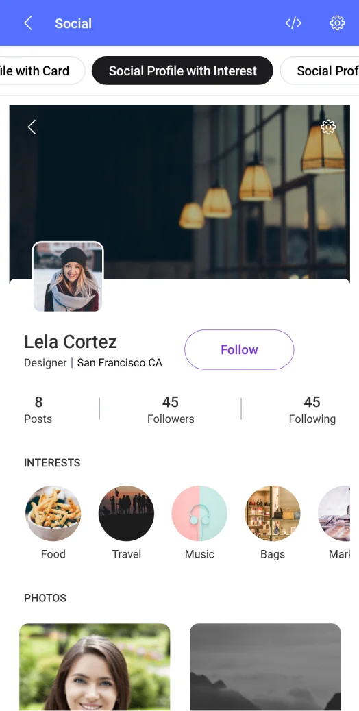 Social profile with interest