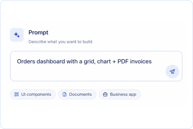 Prompt panel showing a project description input
