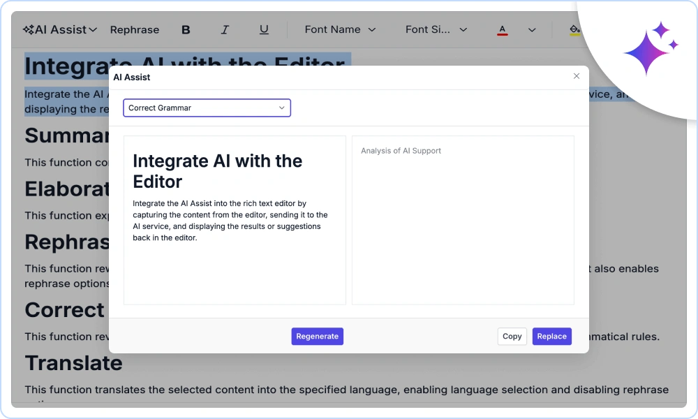 Rich Text Editor AI powered