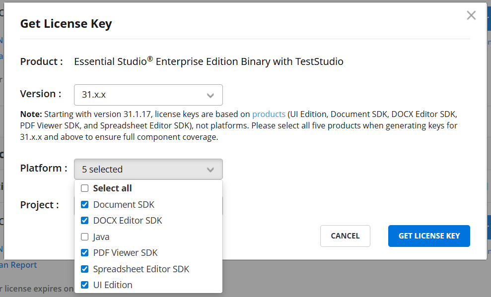 License Key Generation for SDK
