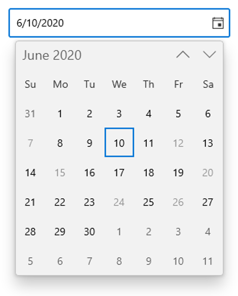 WinUI Calendar Date Picker