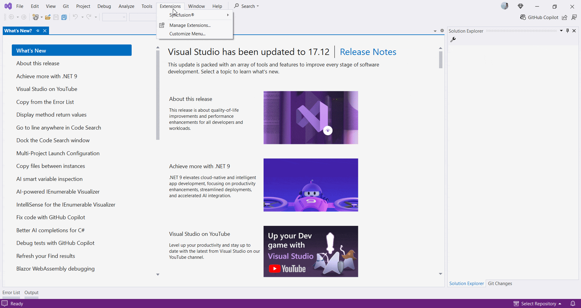 Syncfusion ASP.NET Core Extensions new project creation