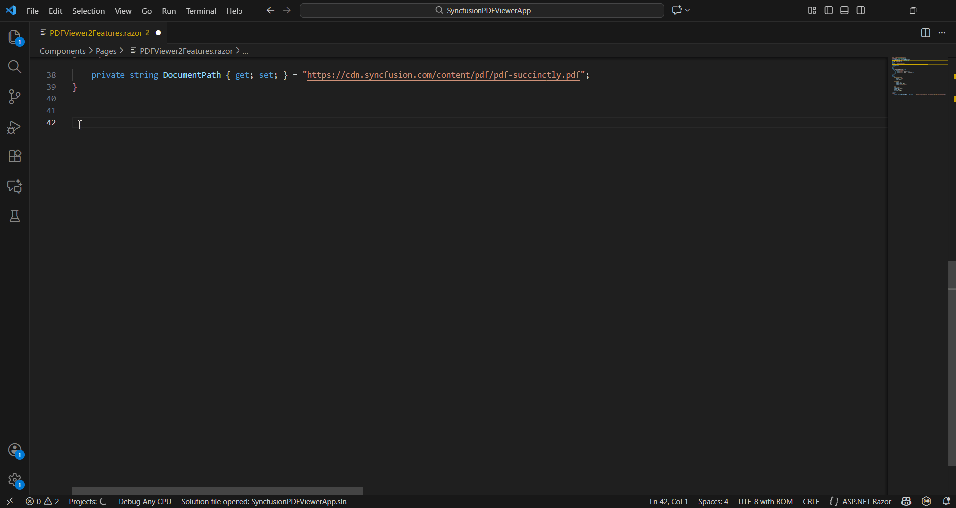 Syncfusion PDF Viewer Blazor Extensions Code Snippet