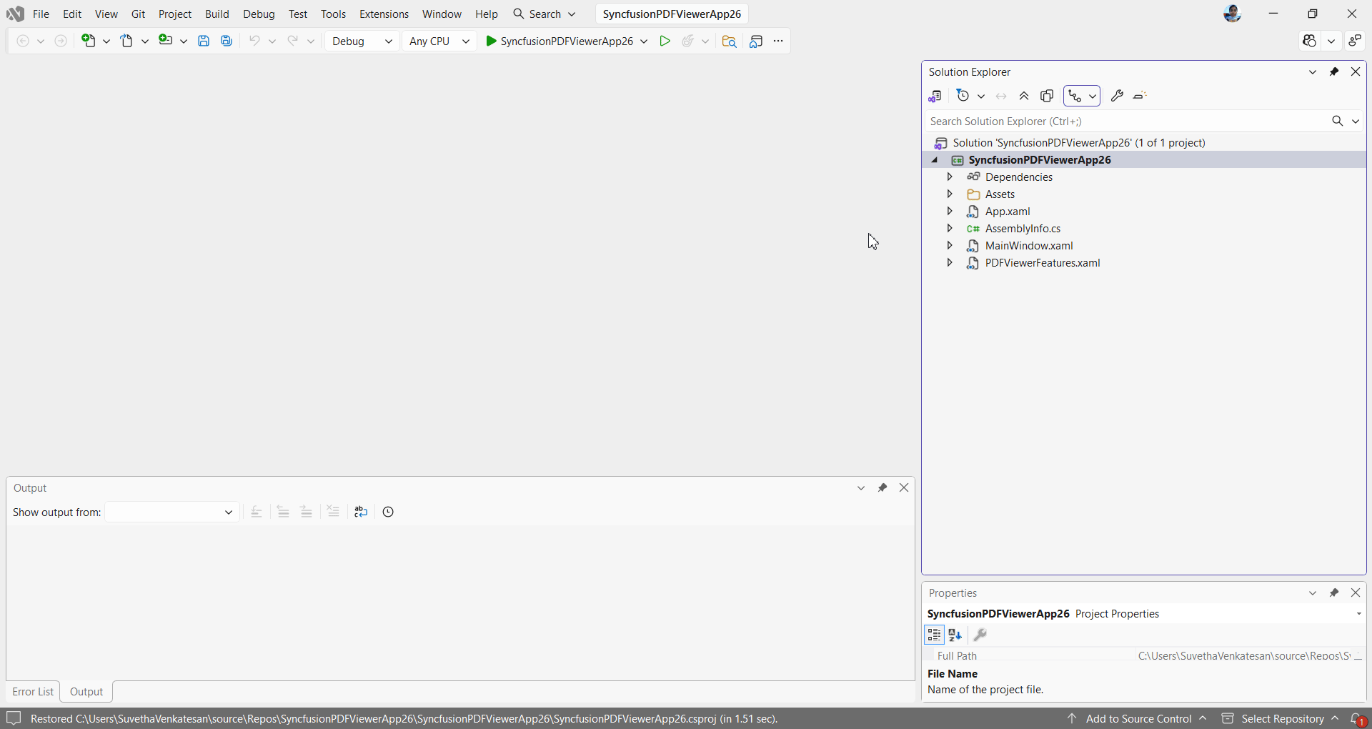 Syncfusion PDF Viewer SDK item template 